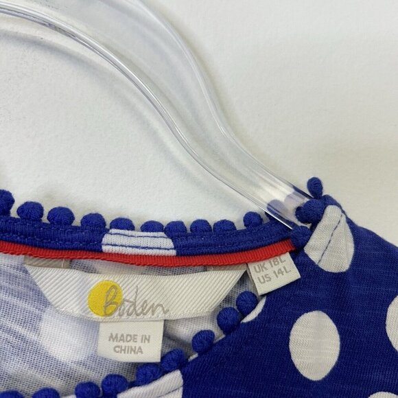 Boden Shift Dress Womens Size 14 Long Blue White Polka Dot - Picture 4 of 9